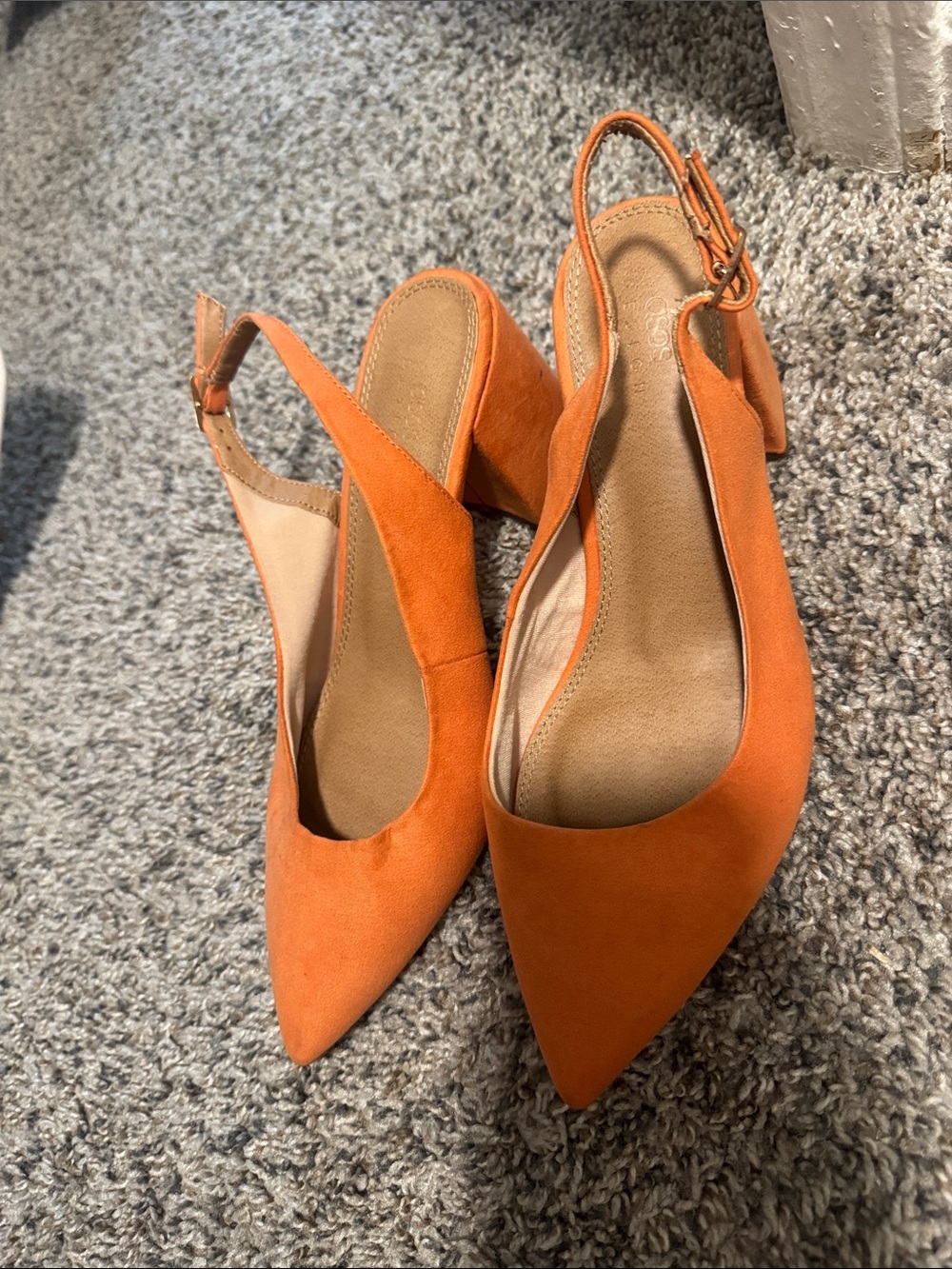 ASOS Orange Suede Slingback Pointed Heels